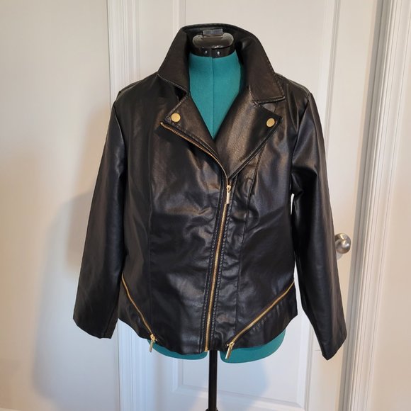 New Look Faux Leather Motto Jacket - Picture 1 of 5